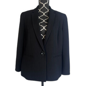 Nipon Boutique Black Single Breasted One Button Classic Career Blazer Size 16